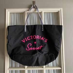 Victoria's Secret Black Canvas Tote Bag